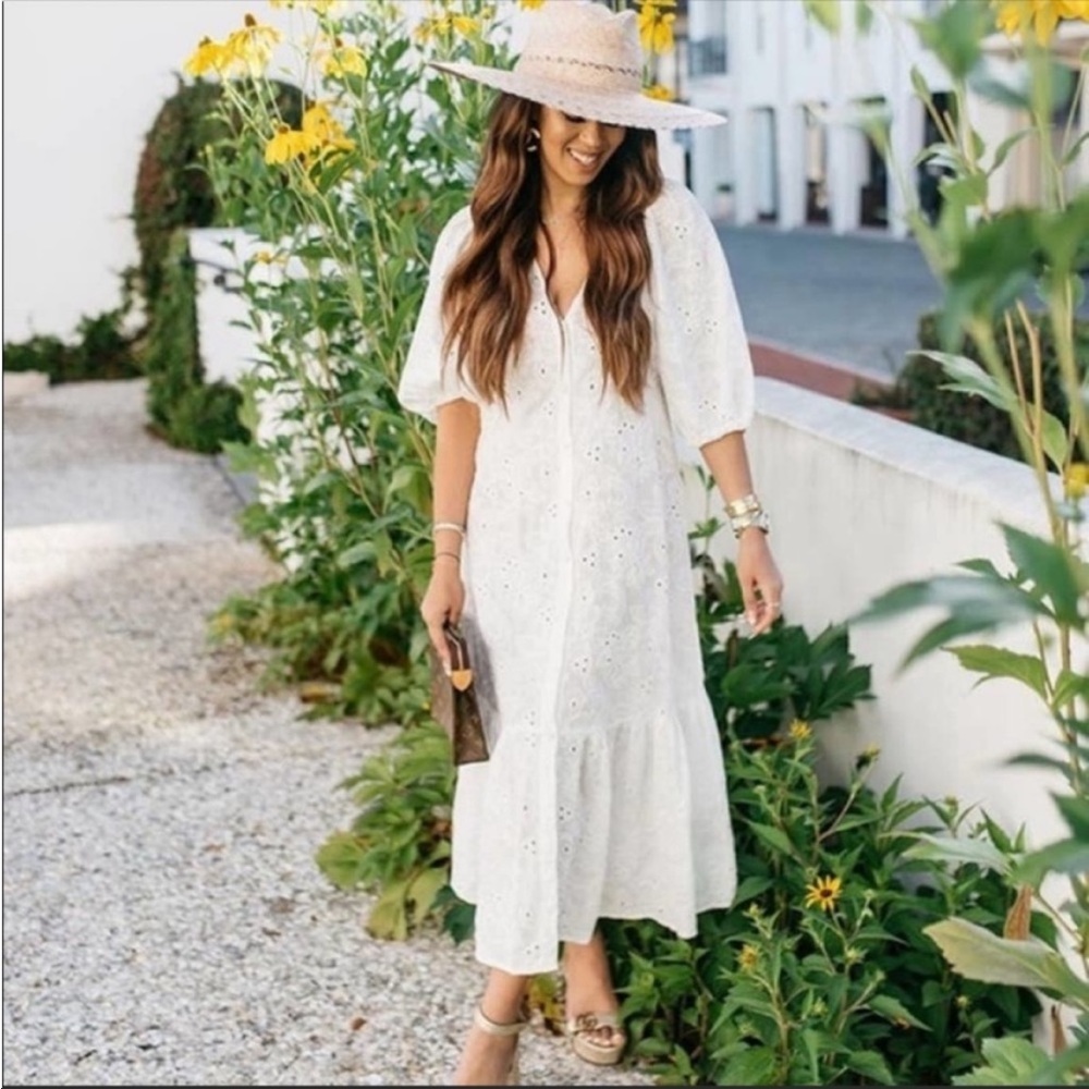 Zara white lace embroidered boho dress XS